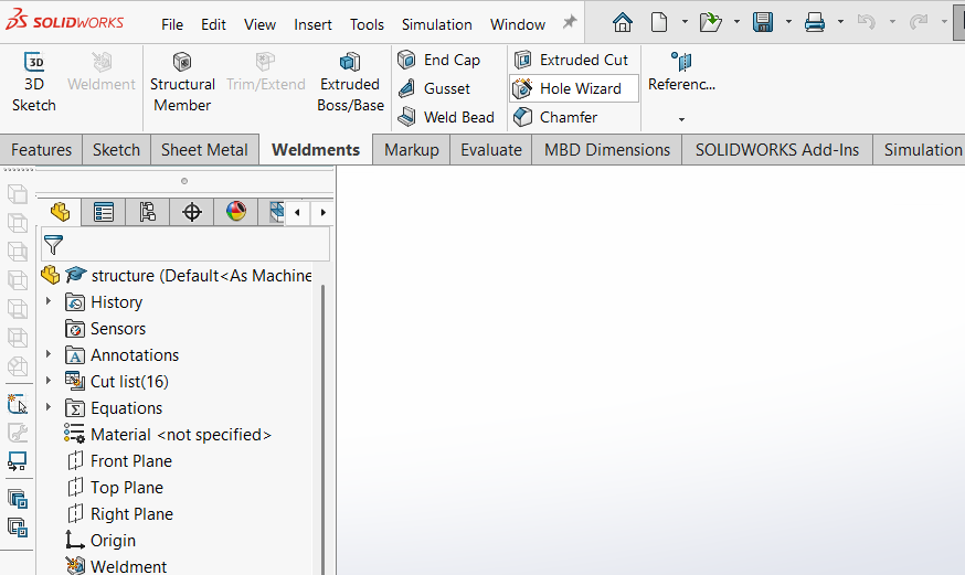 SolidWorks Weldments Setup